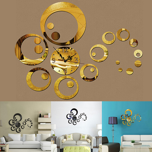 diy 3d modern acrylic mirror wall sticker clock home living room